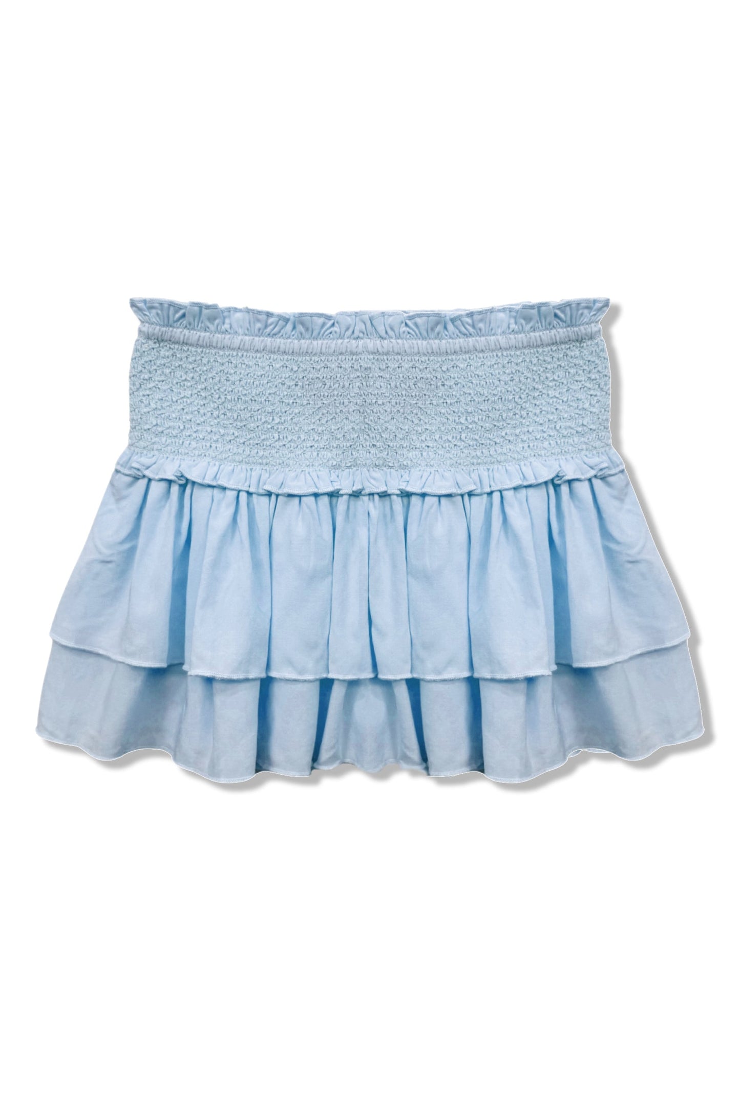 JUNIOR DOMINIQUE SOLID SMOCKED WAIST RUFFLE SKORT
