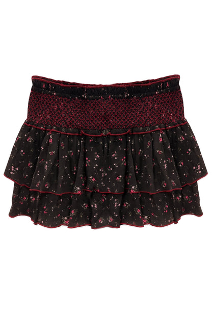JUNIOR DOMINIQUE PRINTED SMOCKED WAIST RUFFLE SKORT - FINAL SALE