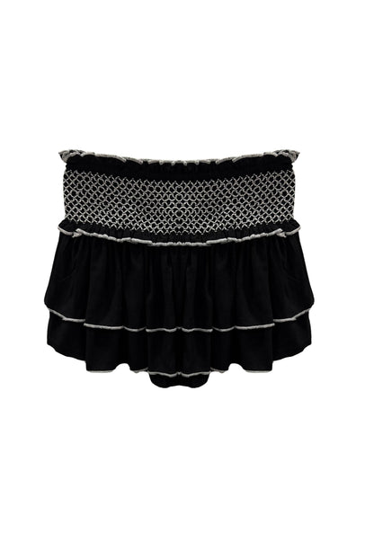 TWEEN DOMINIQUE SOLID SMOCKED WAIST RUFFLE SKORT