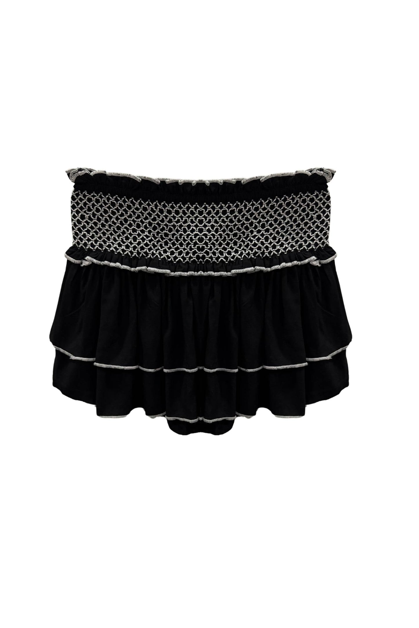 JUNIOR DOMINIQUE SOLID SMOCKED WAIST RUFFLE SKORT