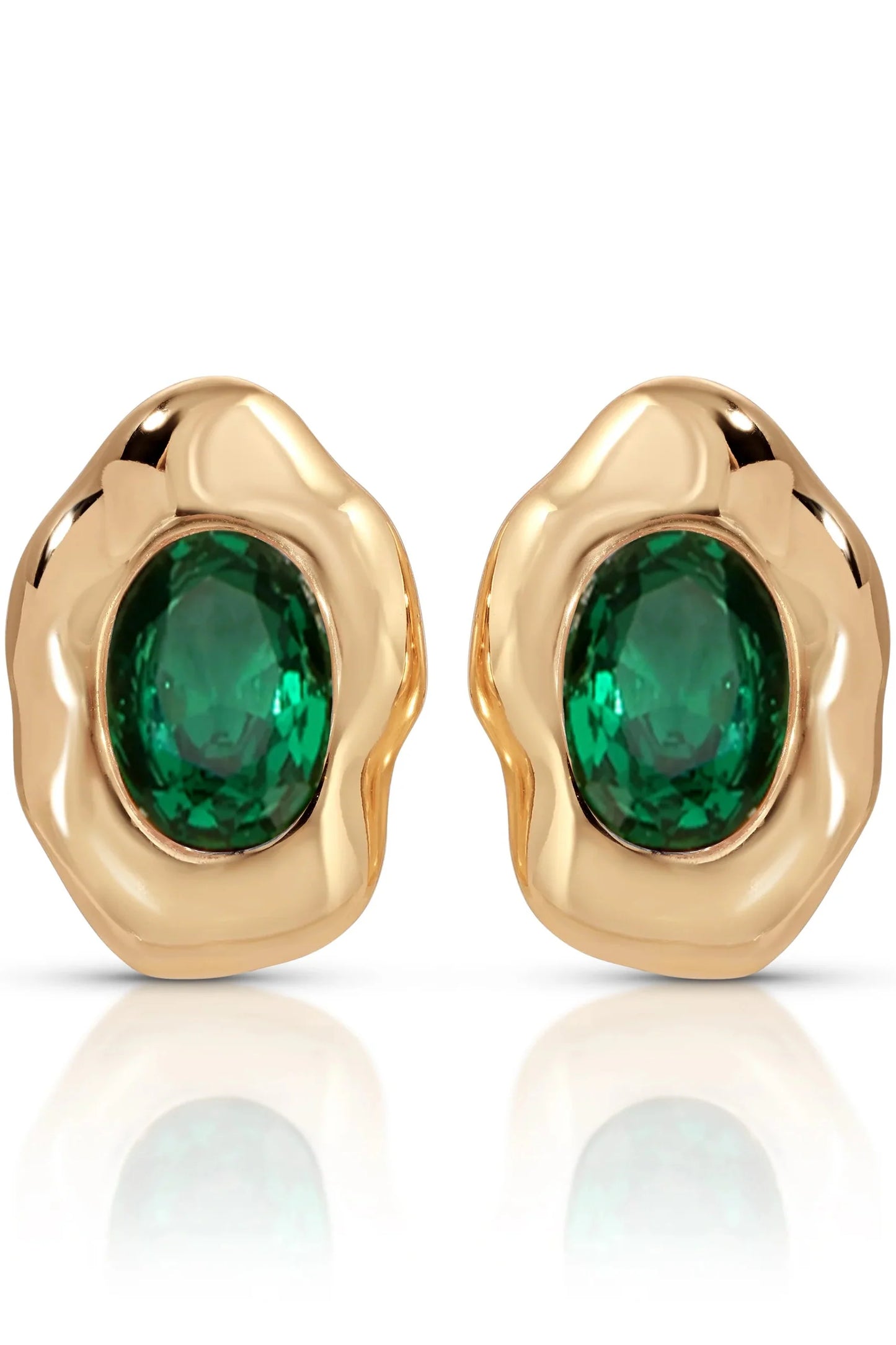 Molten Glow Crystal Studs - Emerald