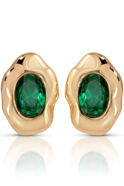 Molten Glow Crystal Studs - Emerald