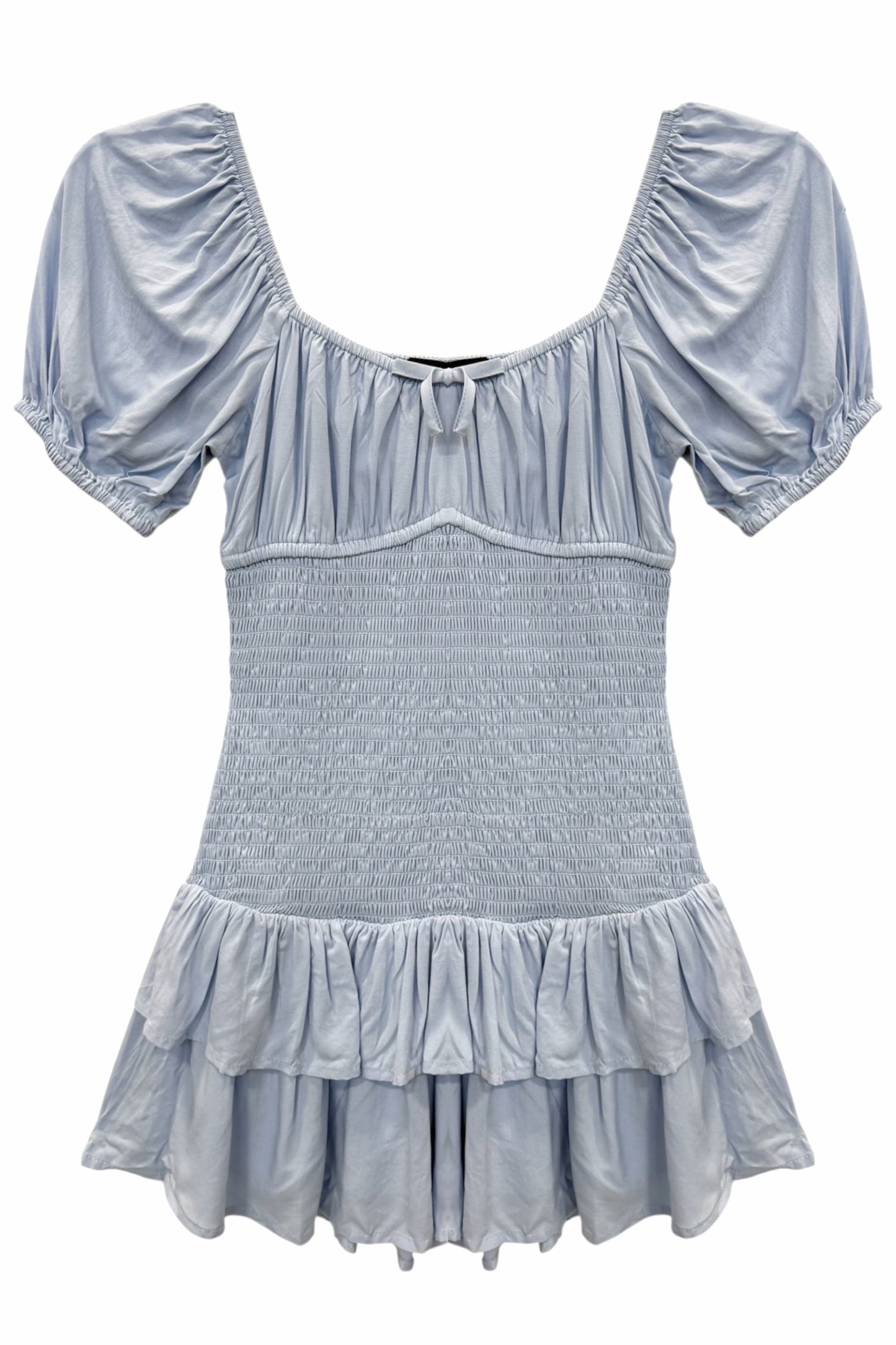 JUNIOR ELLIE SOLID PUFF SLEEVE DAY DRESS
