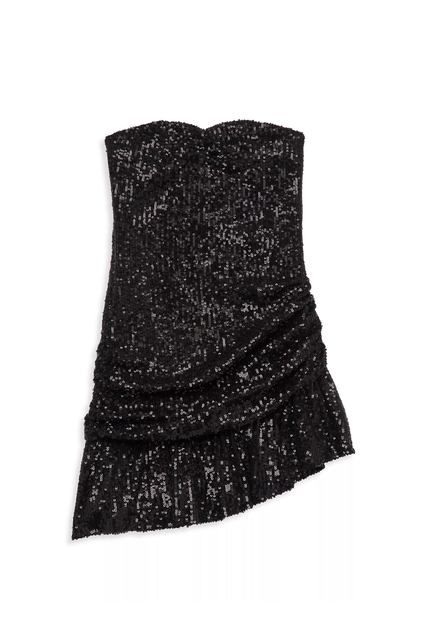 JUNIOR ESTELLE ASYMMETRICAL STRAPLESS SEQUIN DRESS