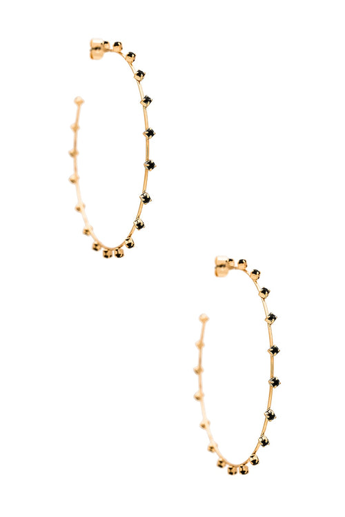 Rhinestone Hoop Earrings - Black