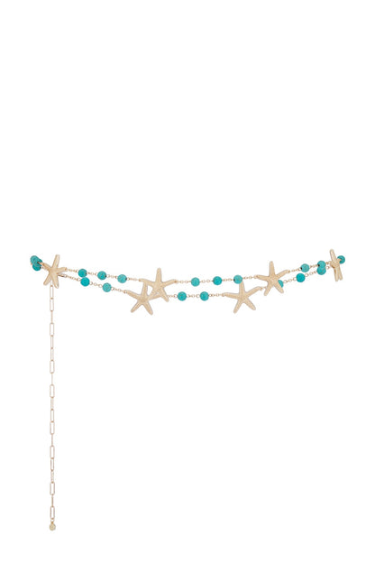 Starfish Beaded Waist Chain - Gold Tone