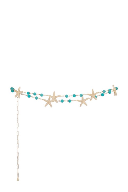 Starfish Beaded Waist Chain - Gold Tone