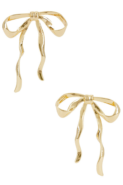 Organic Bow Earrings - 18k Gold Plated