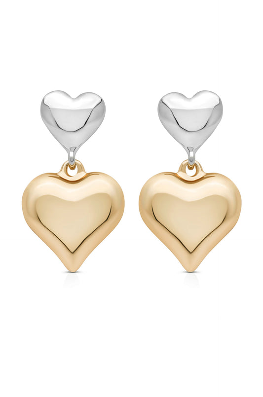 Mixed Metal Heart Earrings