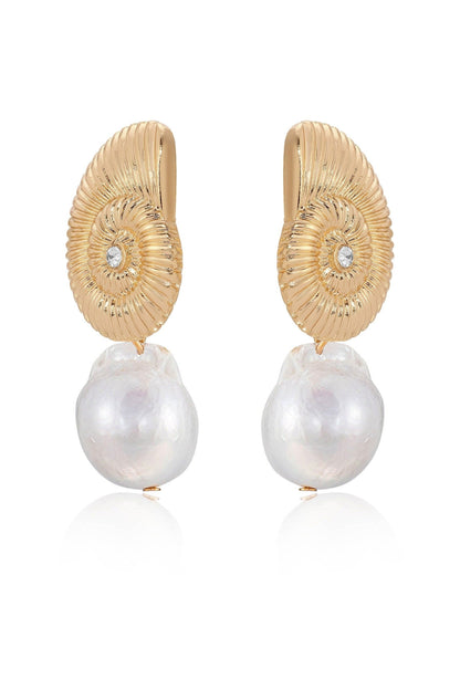 Pearl Shell Earrings - 18k Gold Plated