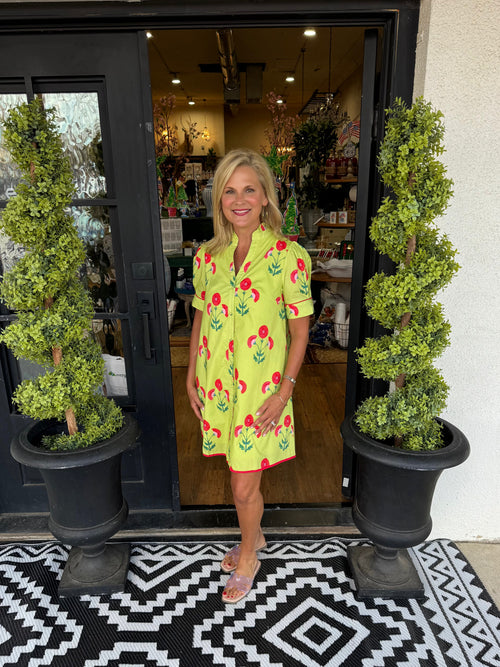 Reese Dress - Lime Green Mix