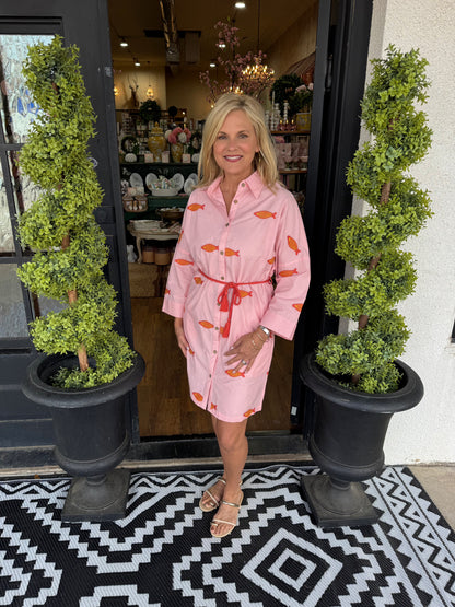 Uncle Frank Embroidered Fish Shirtdress