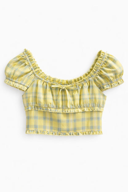 TWEEN HEATHER PLAID TOP