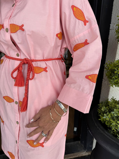 Uncle Frank Embroidered Fish Shirtdress