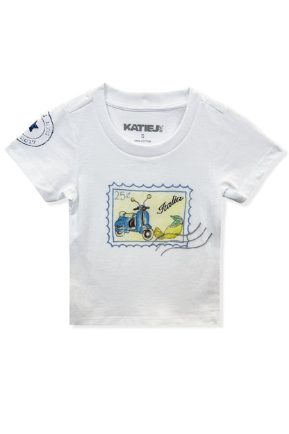 JUNIOR ITALY STAMP GRAPHIC TEE