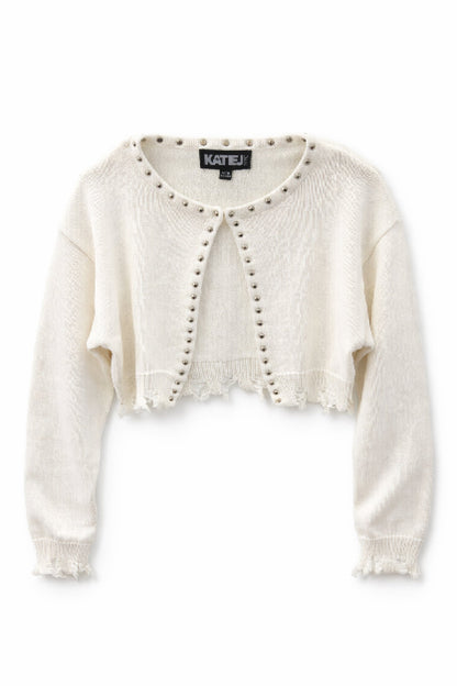 TWEEN KAT DISTRESSED SWEATER W/STUDS