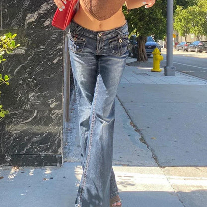 DressBetty - 2024 Y2K Grunge Vintage Low Waisted Skinny Flare Pants