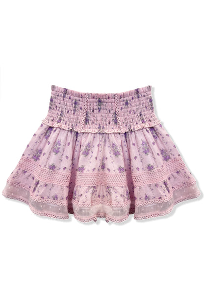 TWEEN LARA PRINTED LACE TRIM RUFFLE SKIRT - FINAL SALE