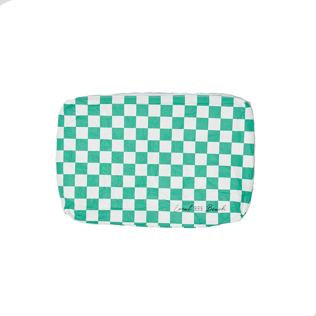Green Checker Water Resistant Pouch