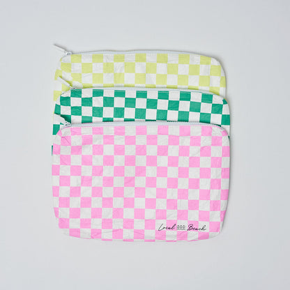 Green Checker Water Resistant Pouch