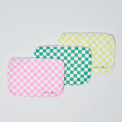 Pink Checker Water Resistant Pouch