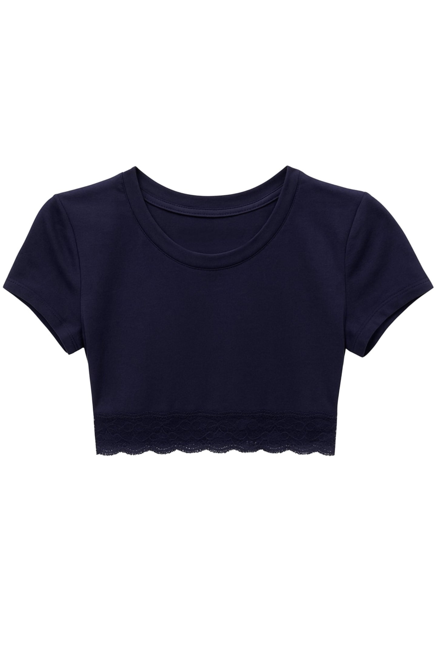 TWEEN LINDSAY CROPPED LACE TRIM TEE