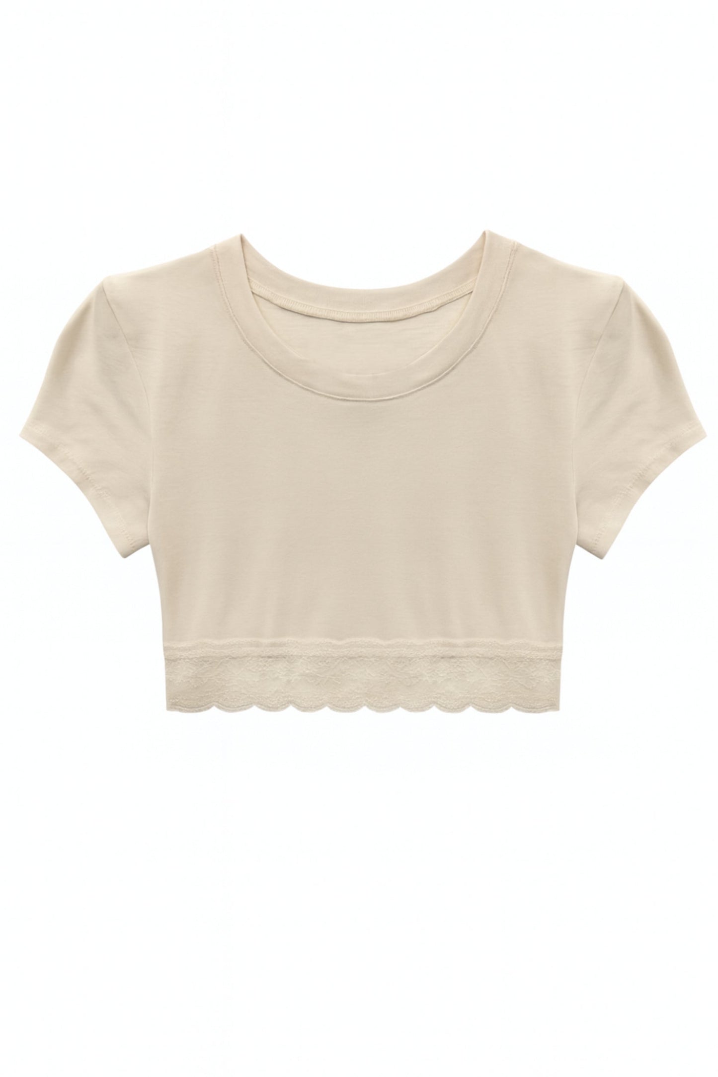 TWEEN LINDSAY CROPPED LACE TRIM TEE