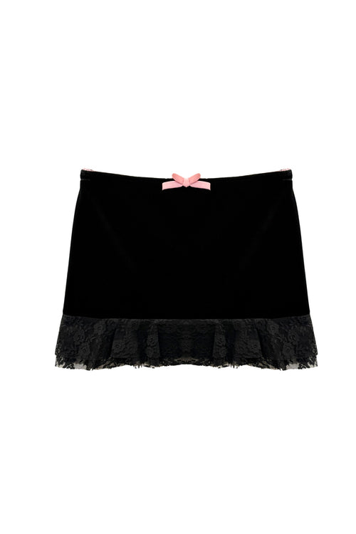 JUNIOR MAEVE LACE/ VELVET COMBO SKIRT