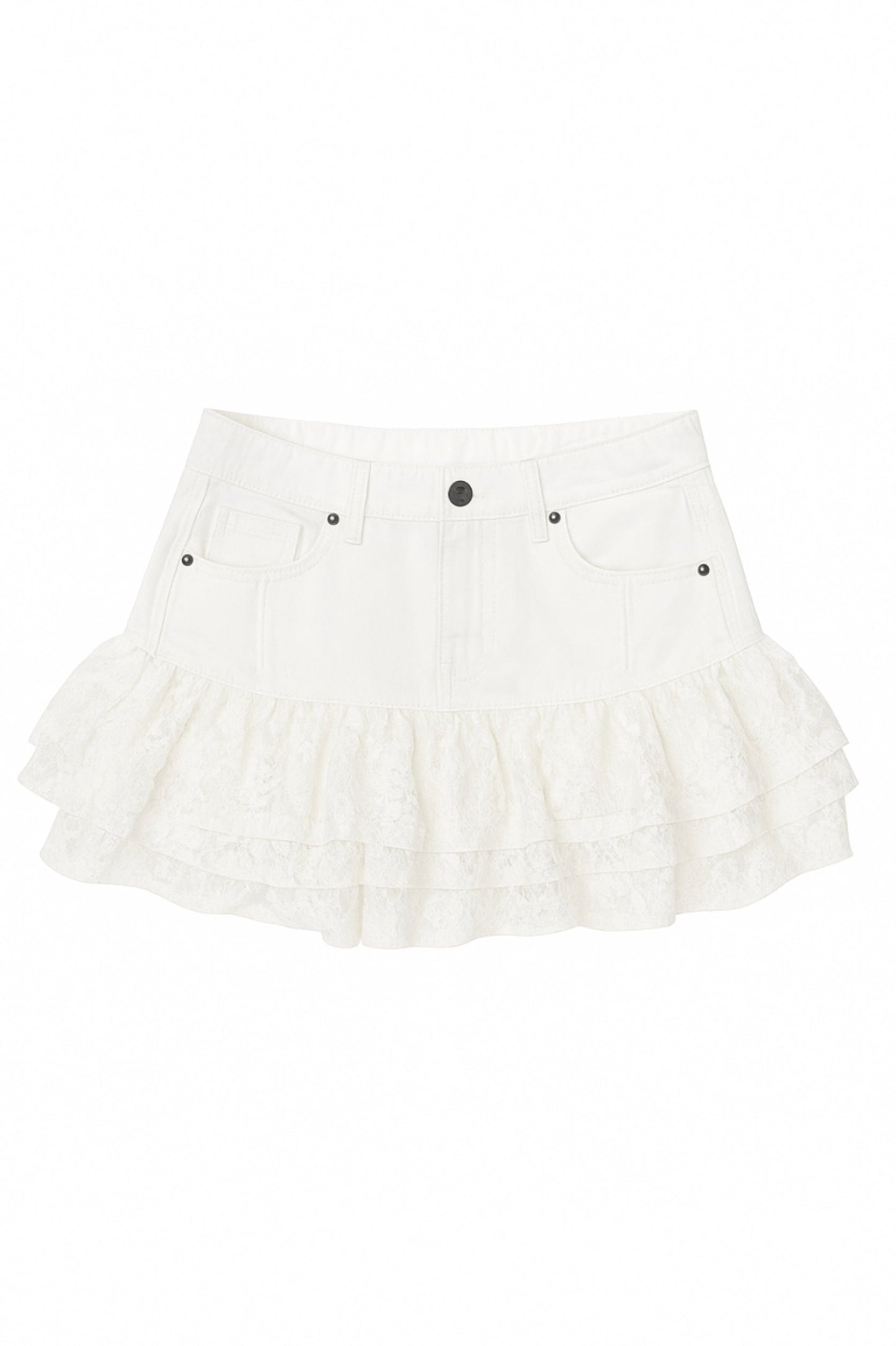 TWEEN MALAGA LACE RUFFLE DENIM SKIRT