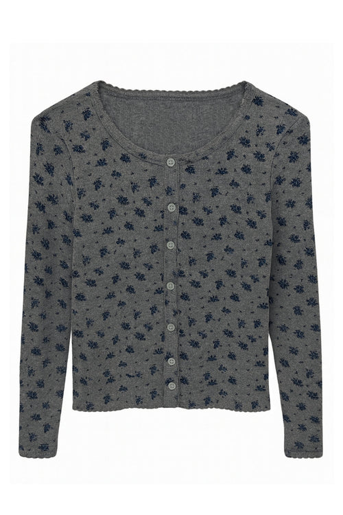 JUNIOR MARINA PRINT POINTELLE BUTTONDOWN - FINAL SALE