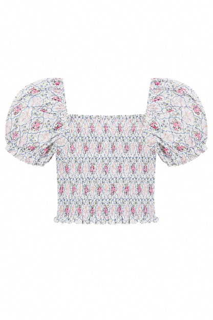 TWEEN MARLEE PRINTED PUFF SLEEVE TOP