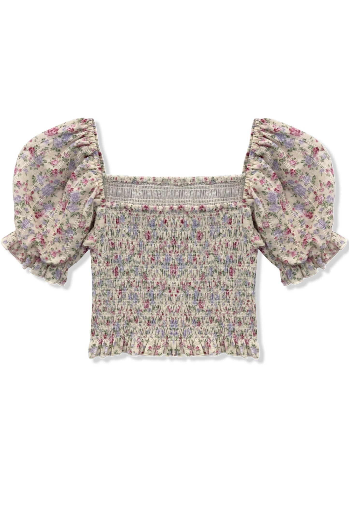 TWEEN MARLEE PRINTED PUFF SLEEVE TOP