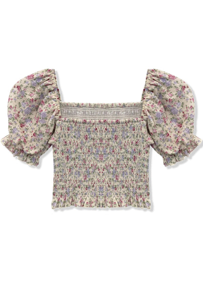 TWEEN MARLEE PRINTED PUFF SLEEVE TOP