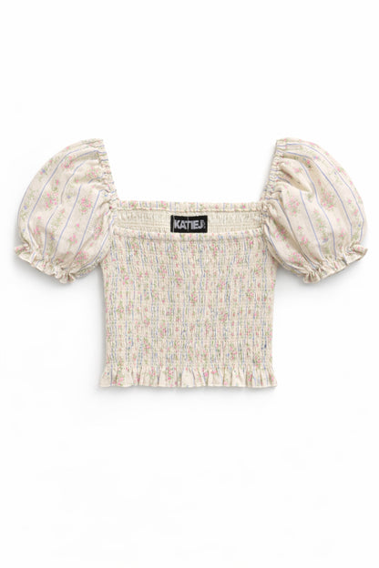 TWEEN MARLEE PRINTED PUFF SLEEVE TOP