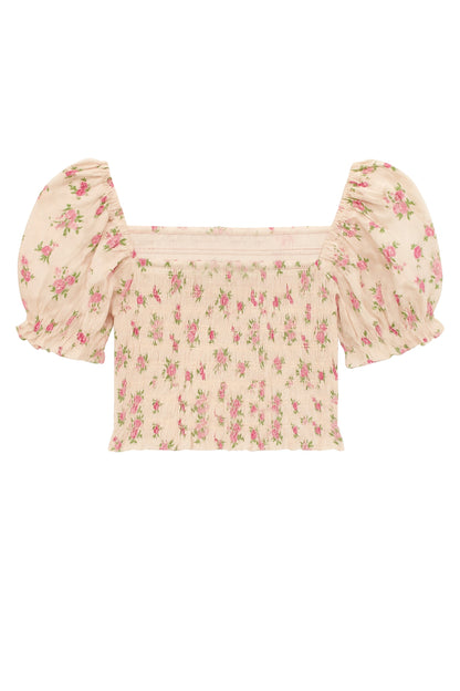TWEEN MARLEE PRINTED PUFF SLEEVE TOP