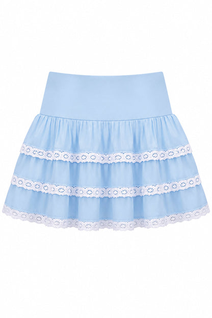 TWEEN MELODY SOLID DROP WAIST LACE TRIM SKIRT