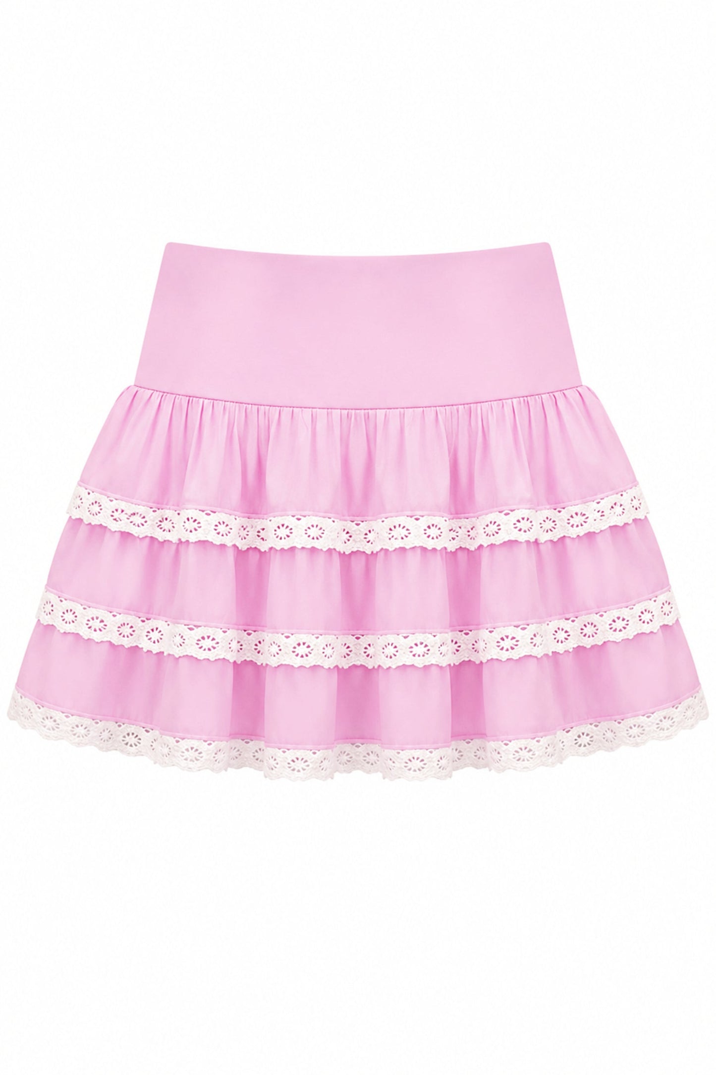 TWEEN MELODY SOLID DROP WAIST LACE TRIM SKIRT