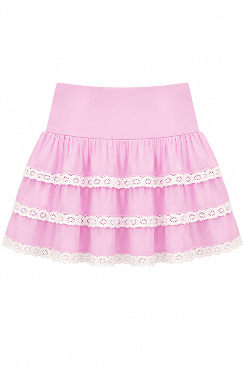 TWEEN MELODY SOLID DROP WAIST LACE TRIM SKIRT