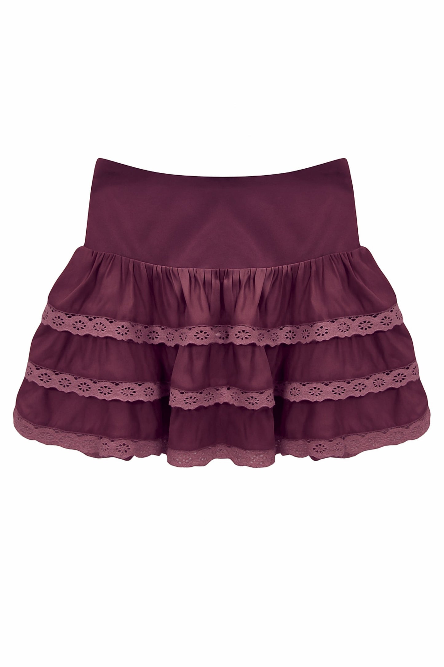 TWEEN MELODY SOLID DROP WAIST LACE TRIM SKIRT