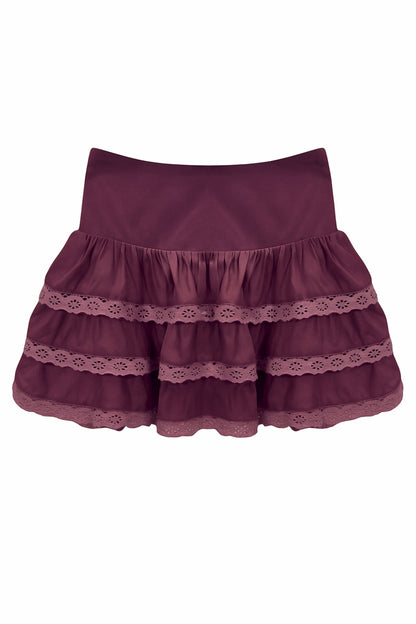 TWEEN MELODY SOLID DROP WAIST LACE TRIM SKIRT