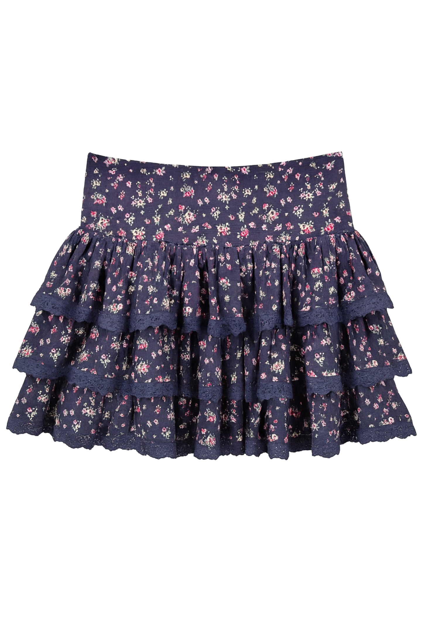 TWEEN MELODY PRINTED DROP WAIST LACE TRIM SKIRT - FINAL SALE