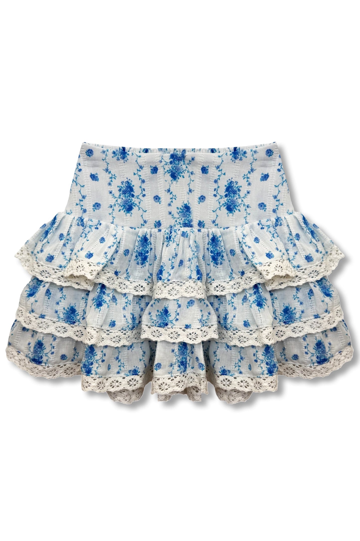 TWEEN MELODY PRINTED DROP WAIST LACE TRIM SKIRT - FINAL SALE