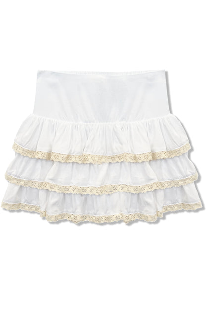 TWEEN MELODY SOLID DROP WAIST LACE TRIM SKIRT