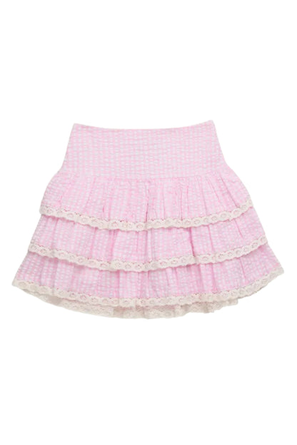 TWEEN MELODY PRINTED DROP WAIST LACE TRIM SKIRT - FINAL SALE