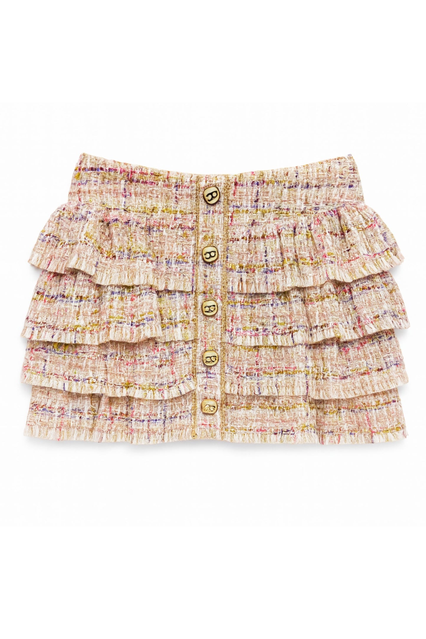 JUNIOR MILA LAYERED RUFFLE BOUCLE SKIRT