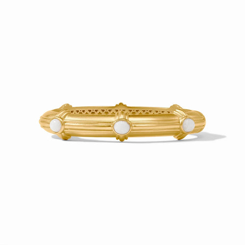 Portofino Stone Hinge Bangle - White Jade