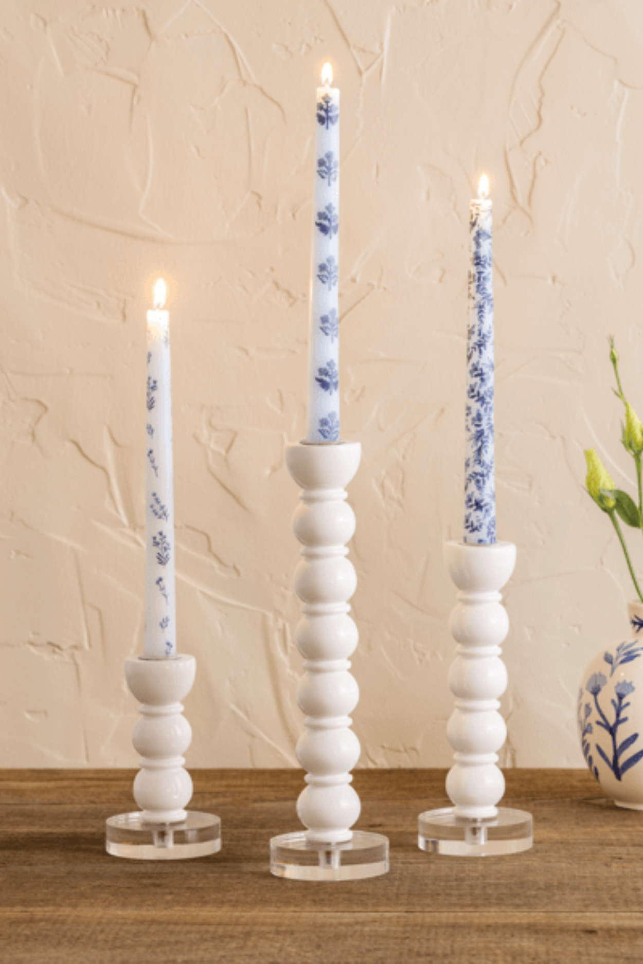 Large White Bauble Taper Holder