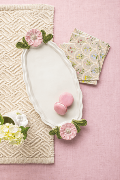 Flower Handle Tray & Napkin Set