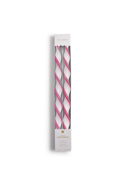 Twist and Glow Pink Ribbon 15 3/4" Twist Taper Candles