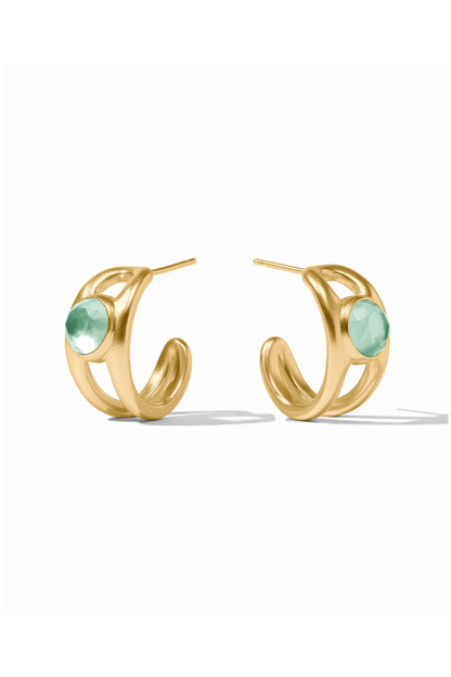 Laguna Stone Hoop - Iridescent Aquamarine Blue